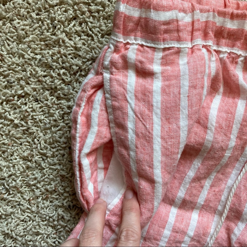 C&C California 100% Linen Wide Leg High Rise Cropped Pants Capris - Picture 6 of 7